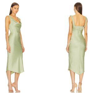 Michael Costello X Revolve Kylen Silk Midi Dress in Sage - Size XS - NWOT